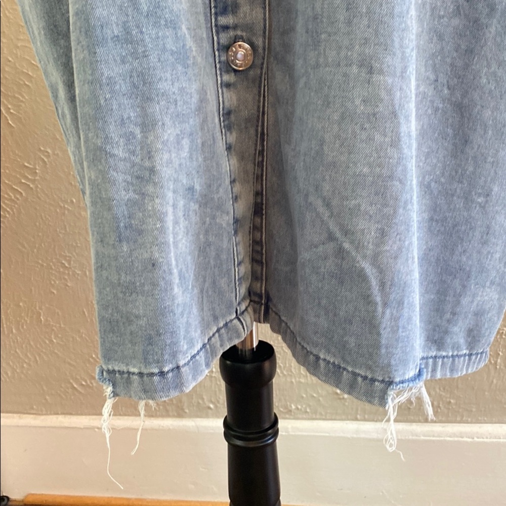 Light Wash Denim Shirt Dress - Blue - Picture 5 of 6